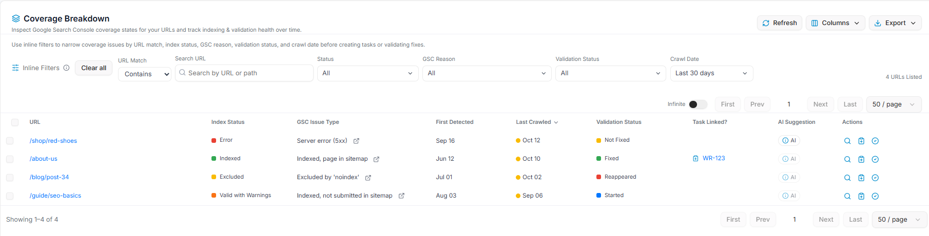 review coverage status
